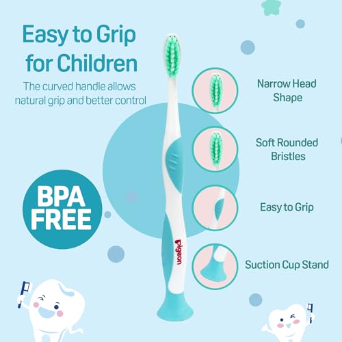 Image of Pigeon Kids Toothbrush for 2-6 Years | Soft Bristles | Gentle on Gums | Ergonomic Grip | BPA Free | Blue Colour | Oral Care