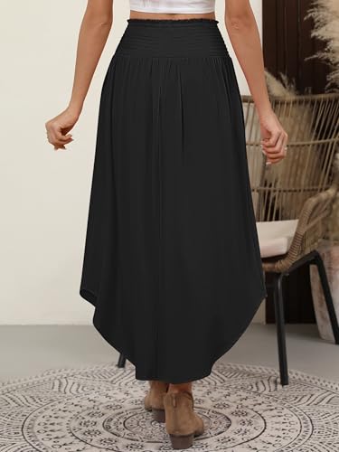 Image of ANRABESS Women's Maxi Skirts Summer Boho Floral High Waisted Flowy Swing Pleated Beach Long Skirt with Pockets