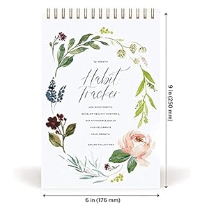 Bliss Collections Habit Tracker Calendar Notepad, Botanical Floral, Gold Spiral Binding, Inspirational and Motivational Monthly Journal to Track Habits and to Help with Goals, 6"x9" Undated 12 Months Bliss Collections Habit Tracker Calendar Notepad Botanical Floral Gold Spiral Binding Inspirational and Motivational Monthly Journal to Track Habits and to Help with Goals 6×9 Undated 12 Months
