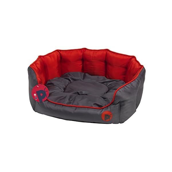 Petface Luxury Oval Oxford Dog Bed with Removeable Cushion, Machine Washable, Red, Extra Large (Pack of 1)