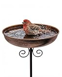 OUISJYER Small Metal Bird Bath for Outdoors, 10' Dia Bowl with Stake Birdbaths Garden Yard Lawn Decor 0.4 Gallon