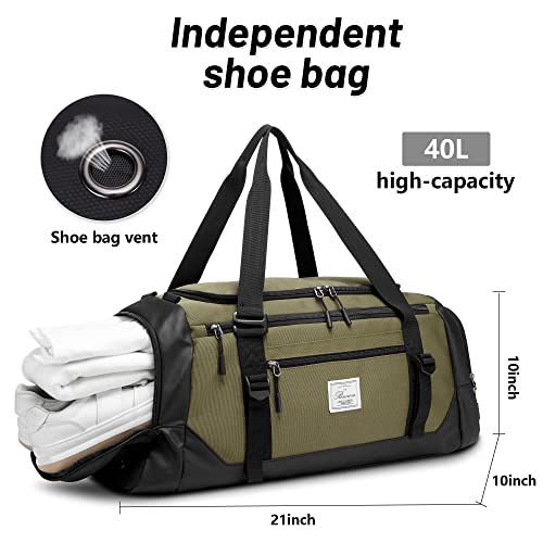 Brozoza Travel Duffle Bag For Men 40L Medium Size Traveling Duffel Bag Weekender Overnight With Wet Pocket & Shoes Compartment Multifunctional Sports Gym Bags (Green) #TOP3