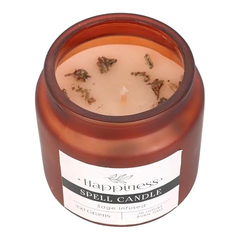 Sage-Infused Happiness Spell Candle in Glass Jar Cover