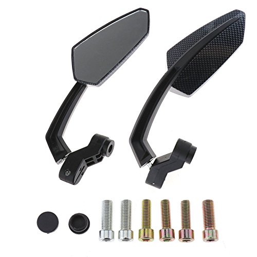 Create idea Moto rétroviseurs reflète Le Miroir latéral Universel d'aile de Fil pour Le Scooter de Moto, Noir/Carbone 8 / 10mm