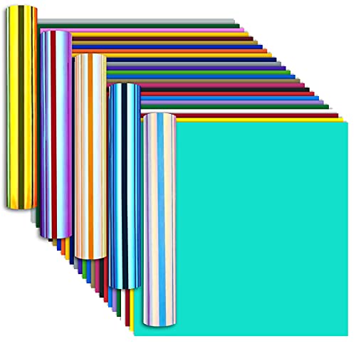 Lya Vinyl Permanent Vinyl Bundle, 25 Self Adhesive Vinyl Sheets + 5 Holographic Vinyl Sheets For Cricut, 12" X 12" Vinyl Bunble For Mug, Cup, Window, Ceramics, Holiday Decoration #TOP1