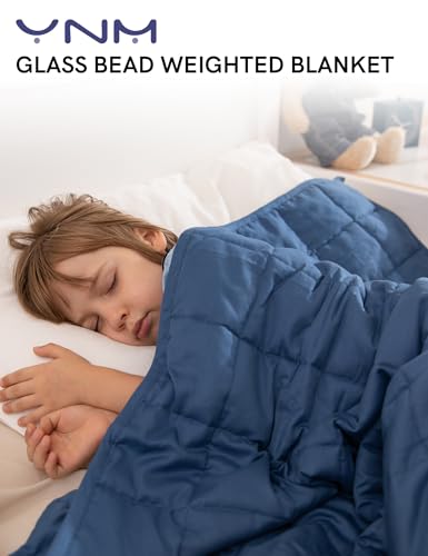 YnM Weighted Blanket, Oeko-Tex Certified Breathable Cotton Material with Premium Glass Beads (Monaco Blue, 36''x48'' 5lbs), Suit for One Person(~40lb) Use on Twin Bed