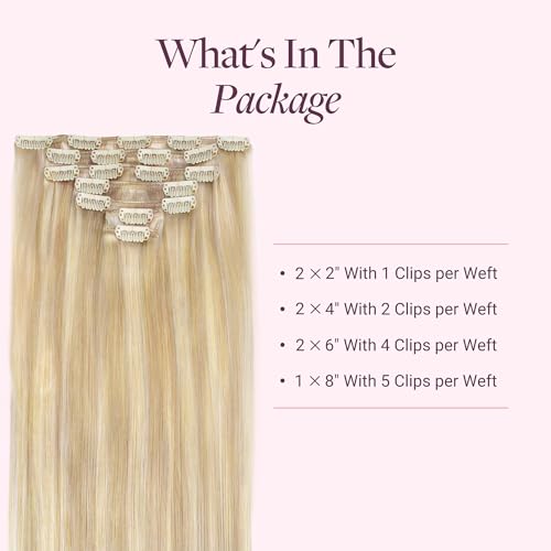 Image of GOO GOO Clip in Hair Extensions Real Human Hair Blonde Remy Extensions