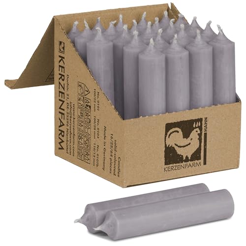 Stabkerzen Grau - 25 Stück 100 x 22 mm durchgefärbt - Spitzkerzen...