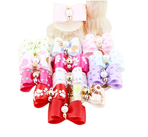 12 Pcs Pet Headdress Pet Hair Ornaments Dog Bow Rubber Band Special Double Bow DecorationsPractical Design and Durable