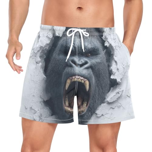 Traje de baño para hombre de secado rápido para evitar rozaduras con diseño divertido gorila 3D