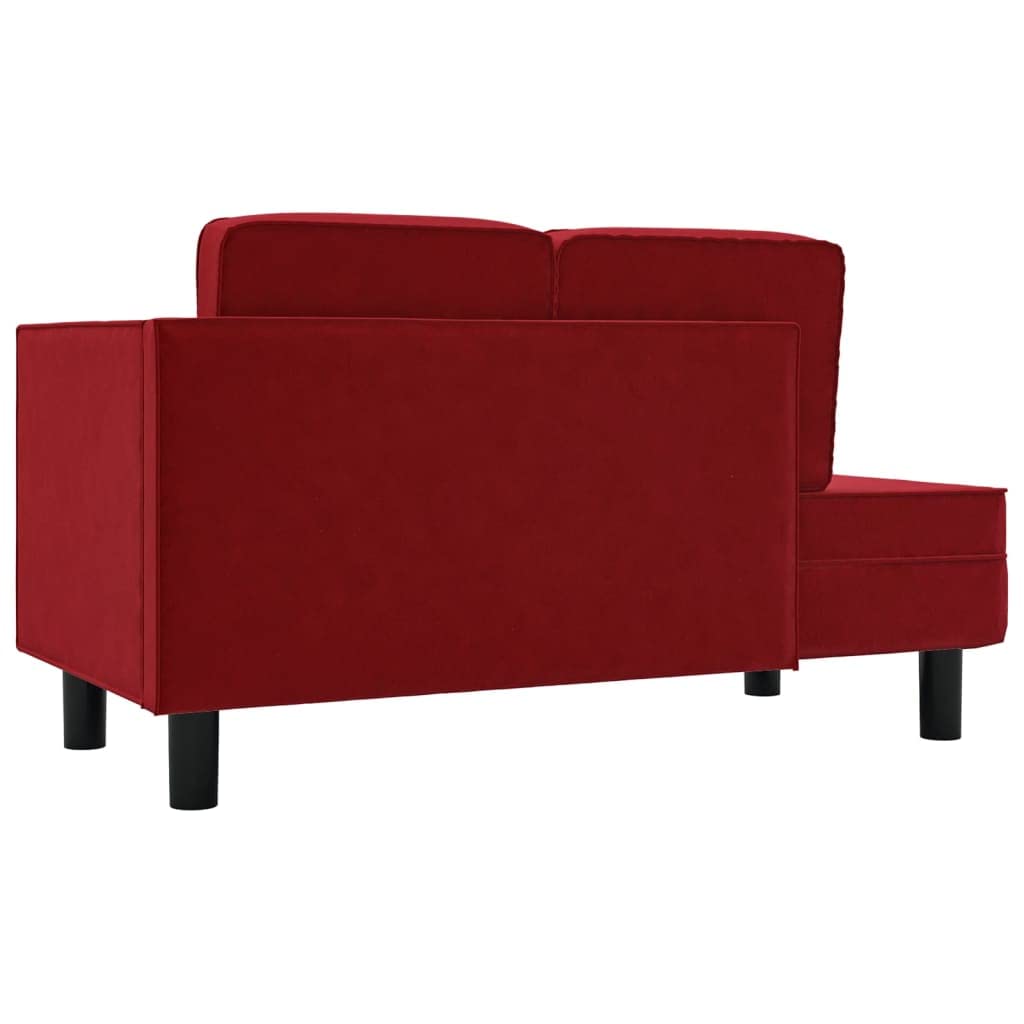 Chaise Longue Rembourrée 2 Places VidaXL - Tissu Bordeaux, 116.5 Cm, Structure Bois