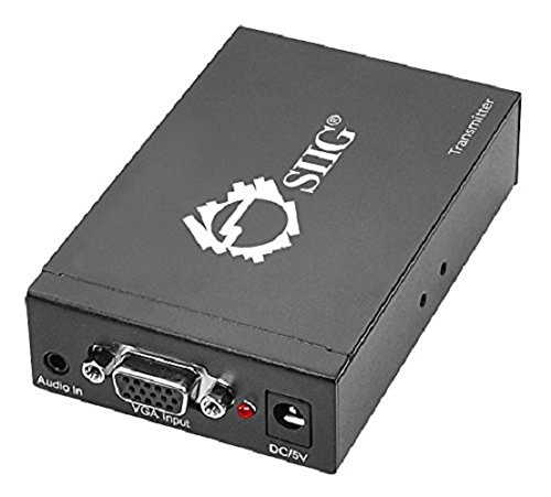 SIIG VGA & Audio Extender over Single CAT5/6/7 Cable, 1000feet (300M) at WUXGA (1920x1200) resolution. (CE-VG0N11-S1), Grey Black