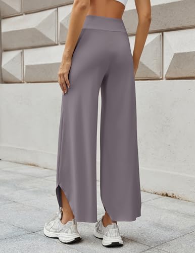 LOOKBOHO Women's Yoga Pants Wide Leg Casual Loose Sweatpants Comfy High Waisted Lounge Pajama Flowy Pants with Pockets Taupe L — view 3