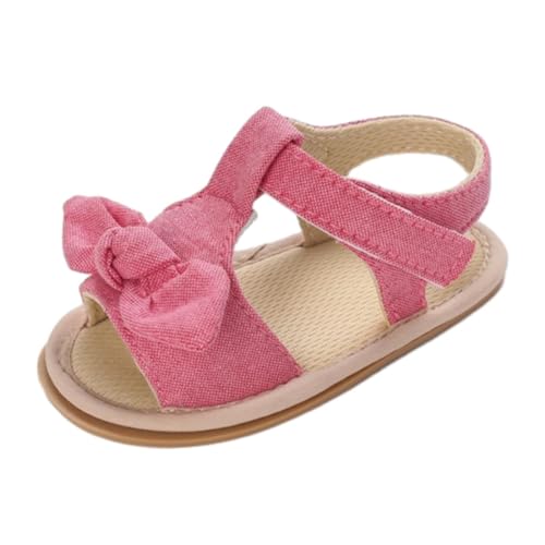 girl sandal size 2 Ruffle Bowknot Premium Soft Sole Anti Slip Open Toe Breathable Summer Outdoor (Hot Pink, 5.5 Infant)