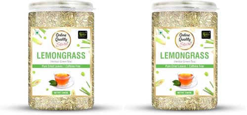 Image of Online Quality Store Lemongrass Herbal Tea - 100g | Lemongrass Tea Leaves | Herbal Green Tea Mason Jar (Pack of 2)