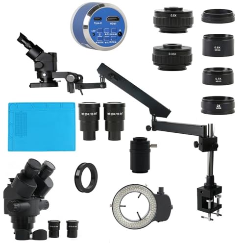 Microscope 12MP 4K Camera Set 3.5X-90X 180X Simul Focus Parfocal Stereo Trinocular Microscope with Clamp Arm