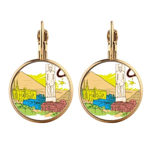 Boucles d'oreilles pendantes à clipser dorées style Égypte antique