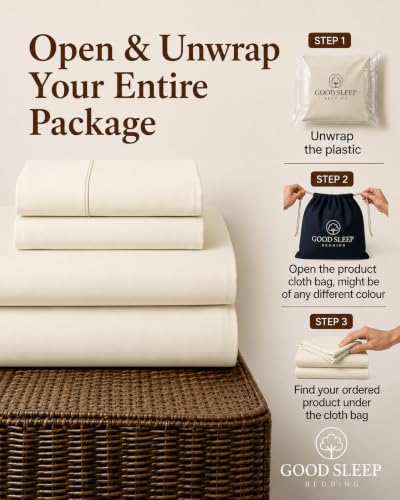 Image of 100% Egyptian Cotton Sheets California King, 4 Piece, Ivory.