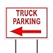 TRUCK PARKING LEFT ARROW RED YARD SIGN - Left Arrow Sign for Parking Signs for Business, Red Border Red Arrow Sign - Outdoor Parking Sign for Trucks, Weatherproof Yard Sign w/ Ground Stake - 18
