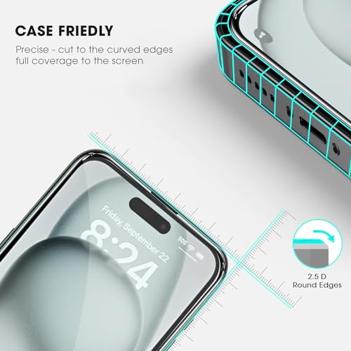 Image of GRIPP 3D Japanese Tempered Glass Screen Protector for iPhone 15 Pro (6.1 inch), 3D Curved Edges, Scratch-Resistant, 9H Hardness, Full Coverage, Bubble Free