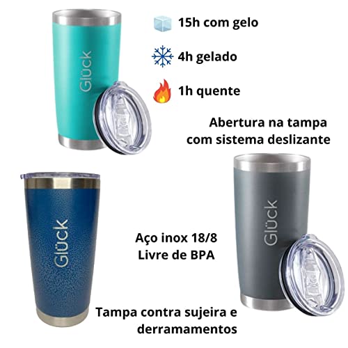 Copo térmico Gelado e Quente com tampa 591 ml Lucky - Gluck Cor:Titanium