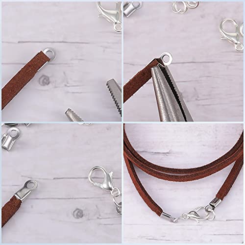 1400 Pieces Fold Over Cord Ends Cord Crimp End Tips Fold-Over End Cap Leather Ribbon Ending Clasp Tip Jewelry Connector For Jewelry Making 4 X 9 Mm/ 0.16 X 0.35 Inch,3 X 6 Mm/ 0.12 X 0.24 Inch 2 Sizes #TOP2