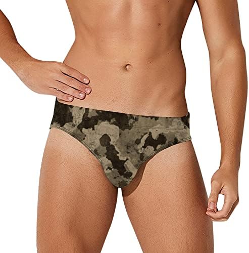 ELLEES Mens Swim Briefs Sexy Bikini Briefs Low Rise Drawstring Swimsuit Beach Surf Swimwear Printed Quick Dry Swimming Suit