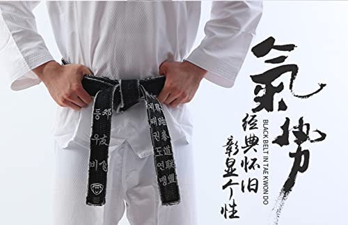Tanzeqi Custom Embroidery Black Belt For Martial Arts Taekwondo Karate Moodukkwan Custom Black Belt Name Vintage Wash Belt thumb #6