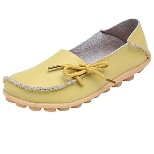 Preisvergleich Produktbild Luckhome Halbschuhe Halbschuh Schuhe Schlupfschuhe Vibration Frühjahr Mutter lässig weiche Schuhe Krankenschwester Krawatte Flache Schuhe Frauen Casual Driving SchuheGelbEU:39