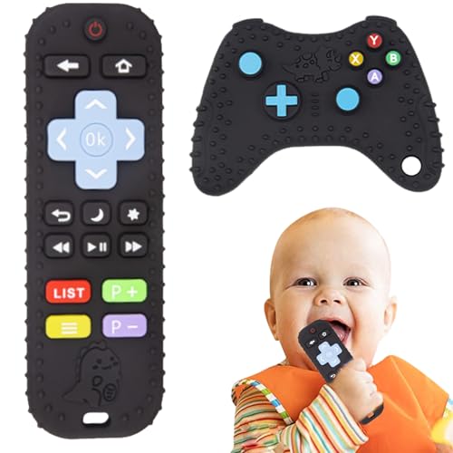 DKDDSSS 2 Pcs Mordedor Bebe, Mordedor Bebe Refrigerante, Mando a Distancia Mordedor de Silicona, Mando a Distancia Juguetes, Mordedor de Control Remoto, Mordedores Bebe, Juguete la Dentición del Bebé