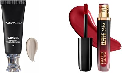 Ultime Pro Primerizer Primer + Moisturizer, 30 g & Comfy Matte Wow Liquid Lipstick Maroon Maven 05 3.8ml
