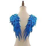 JRYYR Angel Wing Applique - Blue Lace Wings for Dresses & Shoulders 1 Pair (Blue)