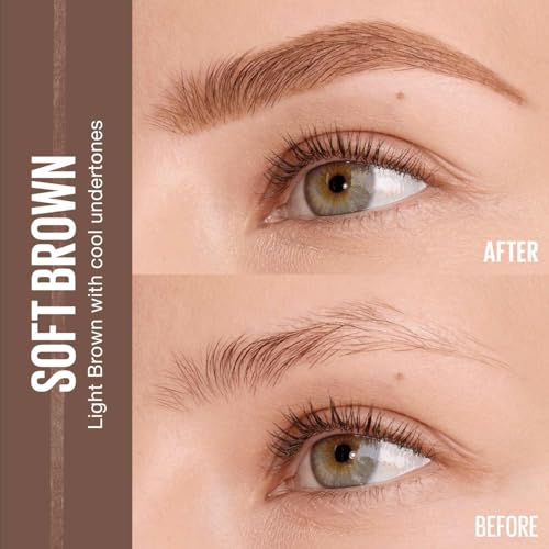 Maybelline New York Maybelline Express Brow Ultra Slim Eyebrow Makeup, Brow Pencil with Precision Tip and Spoolie for Defined Eyebrows, Soft Brown, 1 Count (Packaging May Vary)