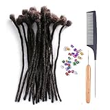 Dreadlock Extensions 0.4 cm Real Human Hair Locs 8 inch 20 Strands Soft Handmade Permanent Dreads...