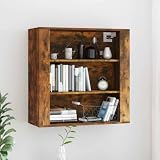 Wynira Wandschrank Räuchereiche Holzwerkstoff 80x33x80 cm mit 3 Fächern, Wandmontage, vielseitiger Stauraum für Wohnzimmer Schlafzimmer Büro Diele, Organizer für Schuhe Akten und Kleidung