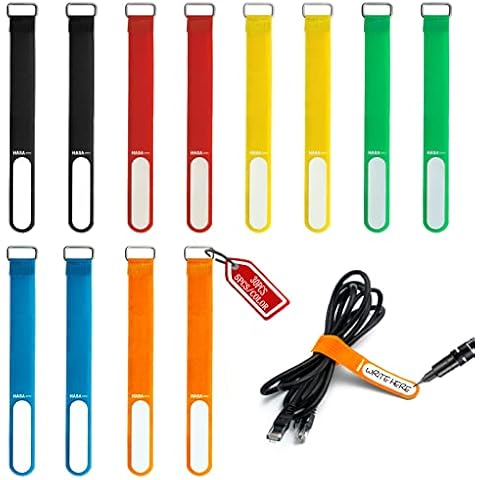 30PCS Coloured Cable Ties Reusable with Writable Label and Stainless Steel Buckle, HASA zone Reusable Cable Ties Velcr Cable Straps with Cable Tags, 20cm x 2cm, 6 Colors Cover