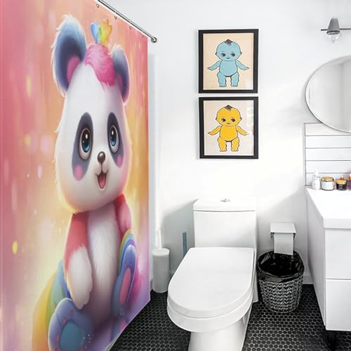 Rideau de douche panda 92x183 cm en polyester lavable pour baignoire - 3