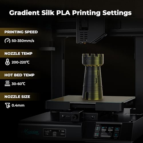 Image of AMOLEN Silk PLA 3D Printer Filament, Dual Color Black Gold PLA 1.75mm, Shiny Color Change Filament 3D Printing PLA Filament for Most FDM 3D Printer, 1kg Spool(2.2lbs)