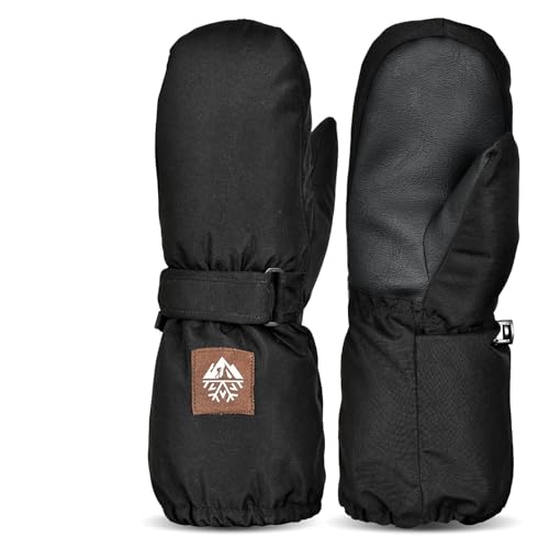 RIGWARL Waterproof Kids Mittens with Long Cuffs, Windproof Kids Ski Snow Mittens for Boys Girls, Anti-Slip Winter Kid Gloves for Skiing Snowboarding Sledding Snowball Fight Ice Skating Alaska Cruise