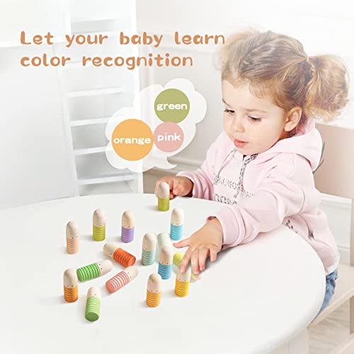 Wooden Peg Dolls For Boys Girls, 18 Pcs Rainbow Wood Peg People Montessori Preschool Wood Rainbow Friend Educational Toys Learning Educational Toys For 36 Months+ - Cylinder #TOP2
