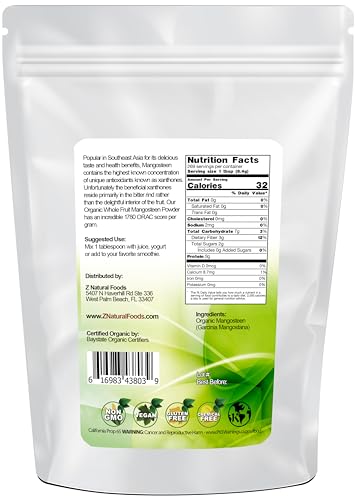 Z Natural Foods Organic Mangosteen Fruit Powder 5lb Bulk Thailand Grown Whole Pericarp Blend Tropical Smoothie Mix Culinary Ingredient Vegan Gluten-Free NonGMO Finely Milled Purple Superfruit - Thumbnail 2