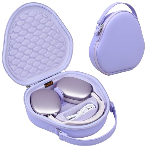 Étui AirPods Max Canboc violet en cuir PU rigide avec mode sommeil et espace câbles
