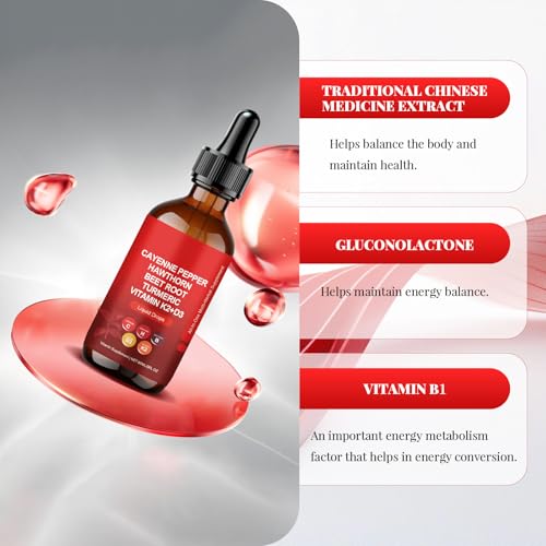 2 Stück Cayenne-Tropfen, 60ml Natural Cayenne Pepper Liquid Drops,Gentle Formula