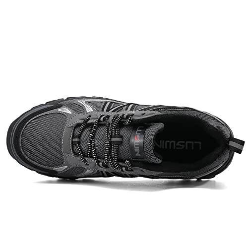 Luswin Men's Hiking Shoes Outdoor Breathable Walking Sneakers Non-Slip Durable Trekking Trail Shoe Lightweight,Grey 43 #TOP4