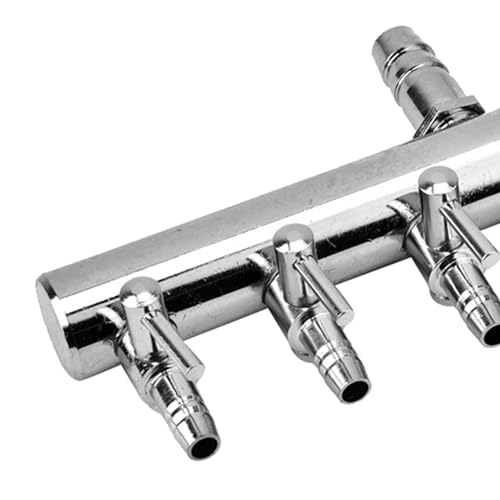 Image of 6 Way Aquarium Air Valve 8mm Turn to 4mm Flowair Splitter | Stainless Steel Aquarium Gang Valve for Air Pumps and Carbon Dioxide Equipment Shunt