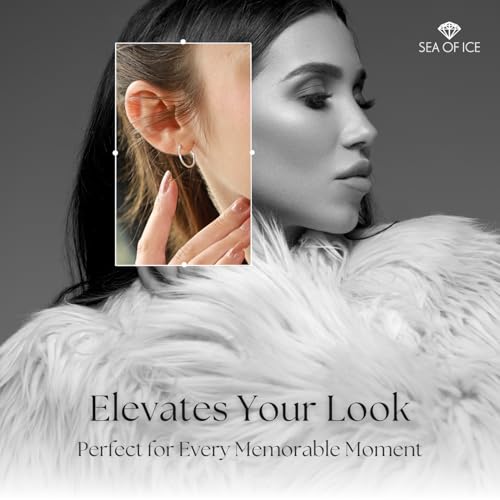 SEA OF ICE 925 Sterling Silver Hoop Earrings for Women - Hypoallergenic Earrings for Women in Sterling Silver, Yellow Gold, Rose Gold or Black Rhodium | Sizes 12MM, 15MM, 20MM or Multipack4
