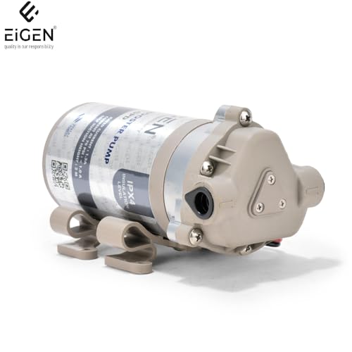 Image of Eigen Pure 100 GPD RO Diaphragm Booster Pump, 24 VDC, Suitable for All Domestic Water Purifiers | RO Pump 100 GPD with connector elbows