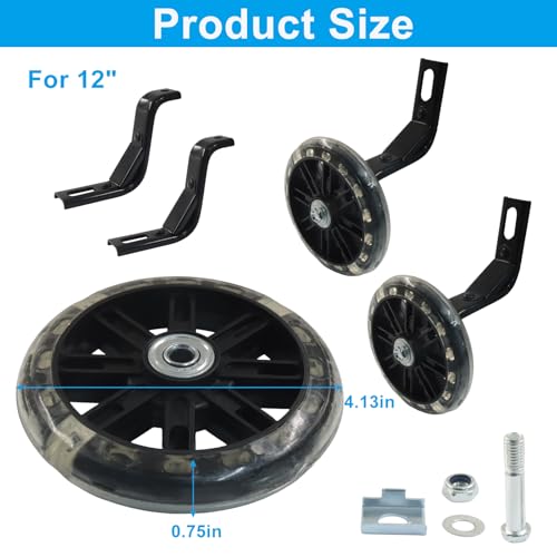 Ruedas de entrenamiento para bicicleta de 12 pulgadas para niños, negras, 1 par | Accesorios auxiliares para bicicletas infantiles miniatura 2