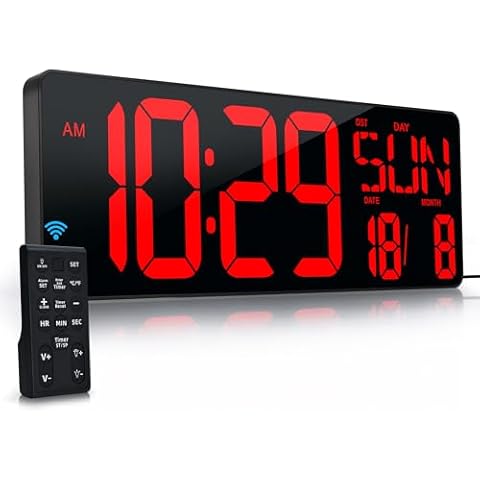 KRSTIR Large Digital Wall Clock with Remote Cover