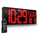Large Digital Wall Clock with Remote Control 17.2" LED Large Display Timer with Temperature Date Week Auto DST Adjustable Brightness, Big Wall Alarm Clock for Living Room Office Garage Gym Seniors